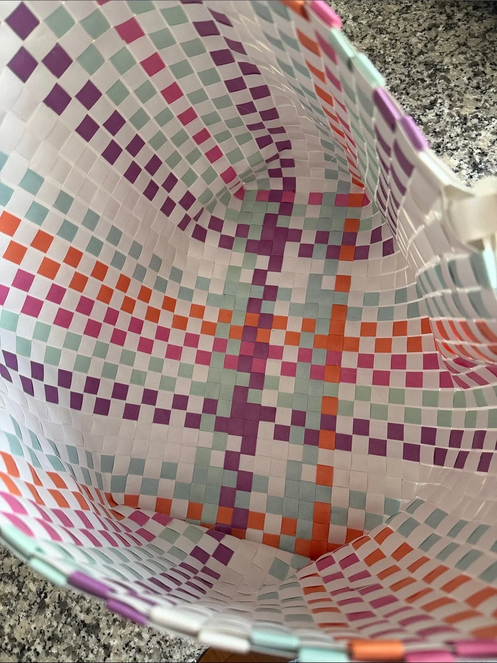 kate spade White Multicolor Woven Check Tote